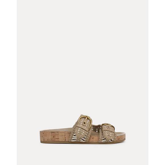 NEW VERONICA BEARD women's prue woven two strap sandals in sand/parchment
